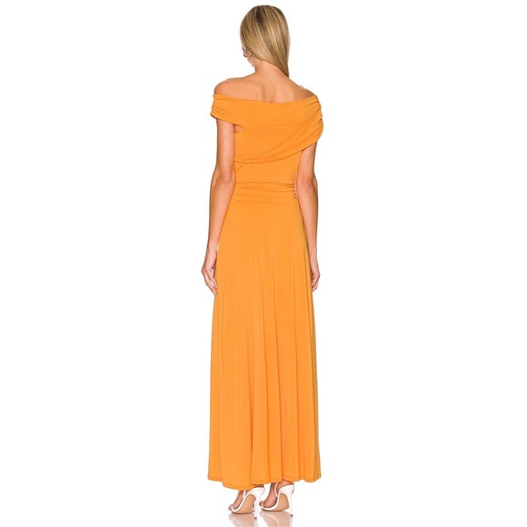 Bailey 44 x Revolve Dani Draped Off The Shoulder Maxi Dress Gown Sangria Orange - Picture 3 of 8
